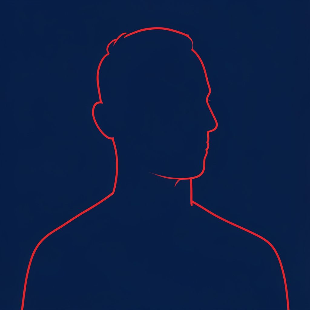 Silhouette masculine stylisée en bleu nuit sur fond sombre, évoquant la vitalité et le bien-être