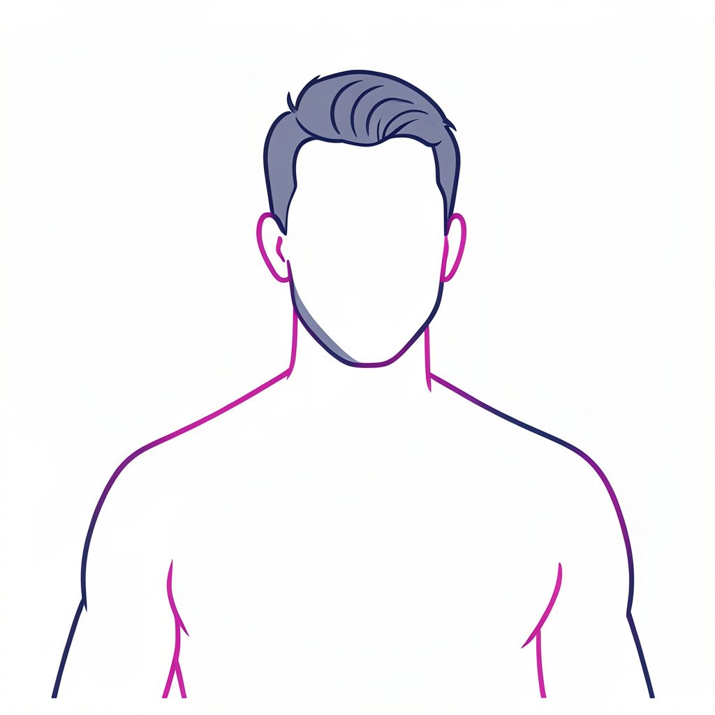 Silhouette masculine stylisée en bleu nuit sur fond sombre, évoquant la vitalité et le bien-être masculin